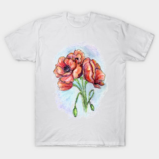 Poppy Flowers T-Shirt by AnnArtshock